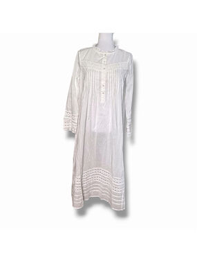 Powell Craft NWT O/S White Barbara Long Sleeve Eyelet Nightdress Frill Collar